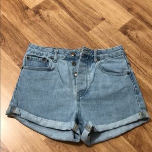 High waisted denim shorts
